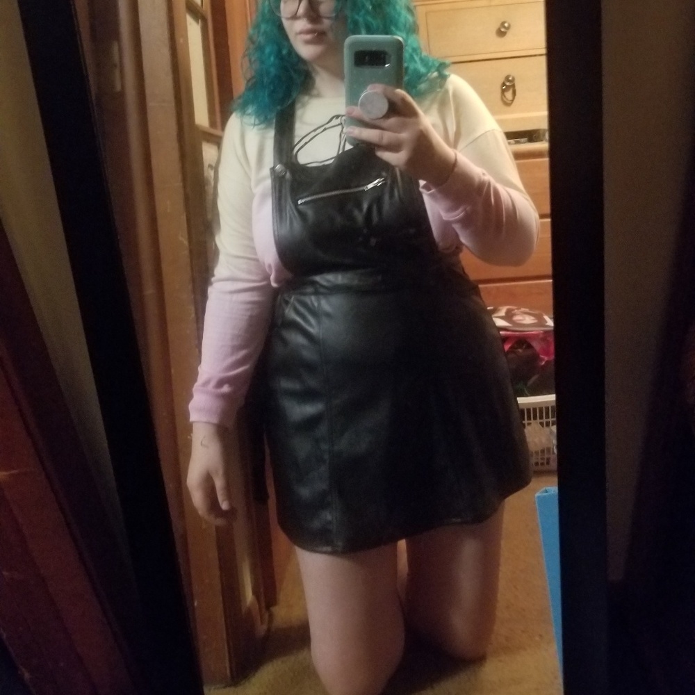 Pleather overall dress